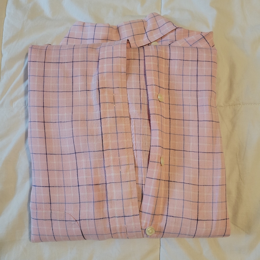 Brook Brothers men's pink & blue short-sleeved button-up shirt size medium - Picture 14 of 14